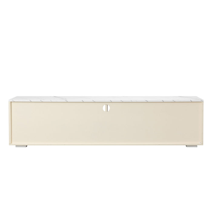 TV Stand, Tvcabinet, Entertainment Center, TV Console, Media Console, With Led Remote Control Lights, Roof Gravel Texture, Uv Drawer Panels, Sliding Doors, Can Be Placed In The Living Room, Bedroom - Beige
