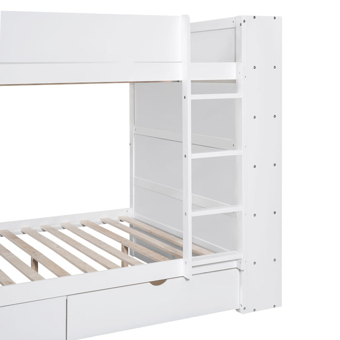 Bunk Bed With 2 Drawers And Multi Layer Cabinet