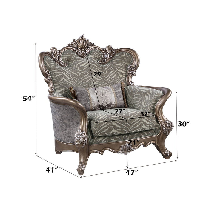 Elozzol - Chair With Pillow - Fabric & Antique Bronze