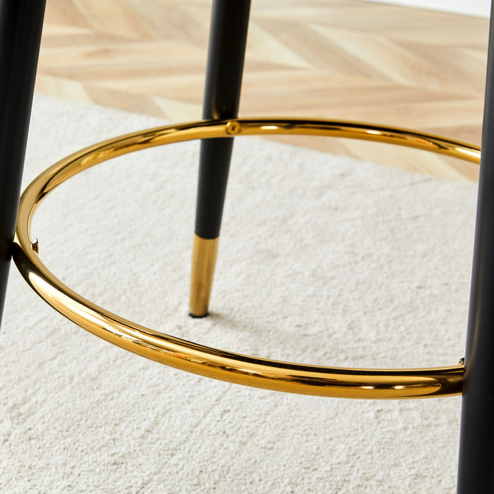 Upholstered Rotatable Bar Chair With Metal Legs For Dining Room