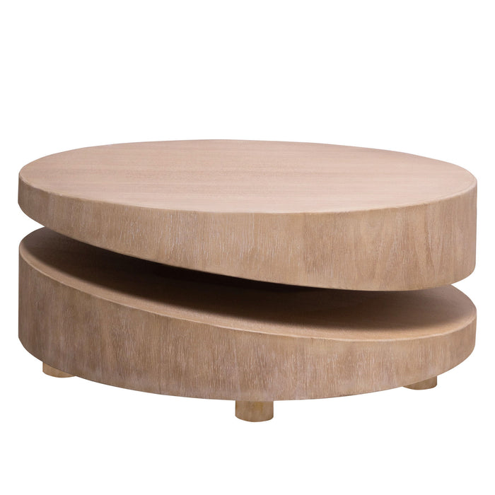 Modern Round Wood Coffee Table, Accent Table For Living Room - Antique Natural / Natural / Rustic