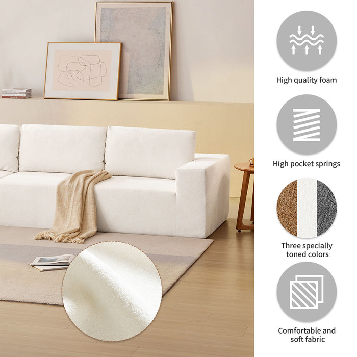 Modular Sectional With Wide Seat Free Combination L Shaped Couch Set Cloud Upholstered Minimalist Boneless Sofa