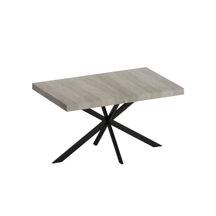 Retro Rectangular Stretch Dining Table With Embossed Center Plate