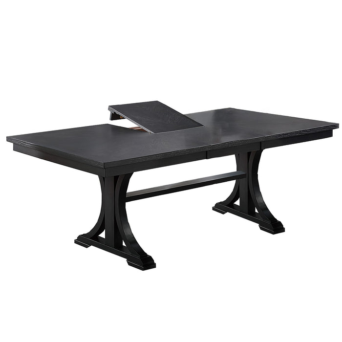 7 Piece Dining Set, Table And 6 Side Chairs, Table With Trestle Base - Black / Charcoal / White