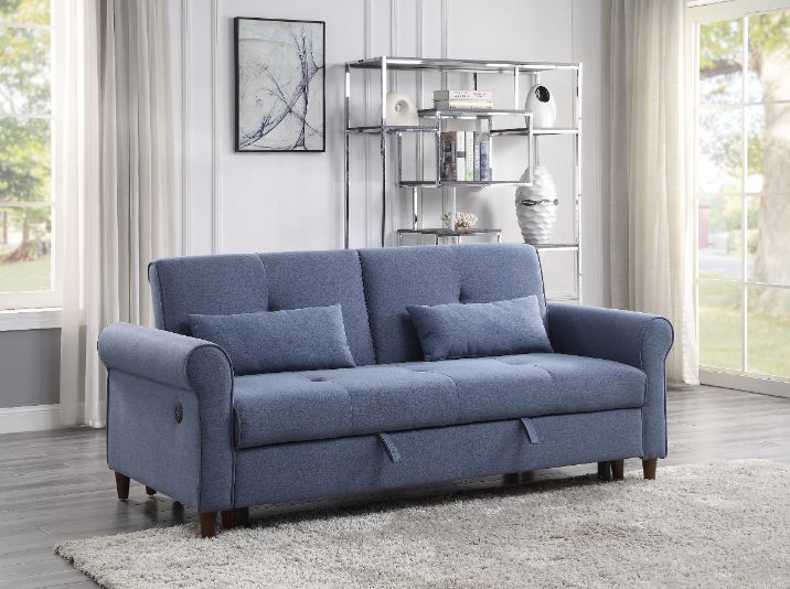 Nichelle - Sofa With Sleeper - Blue Fabric