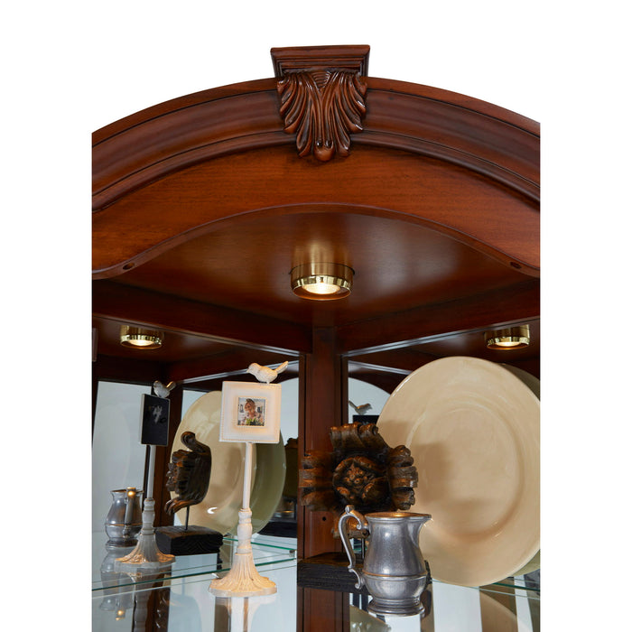 PFC Curios - Mirrored Corner Curio Cabinet - Warm Cherry Brown