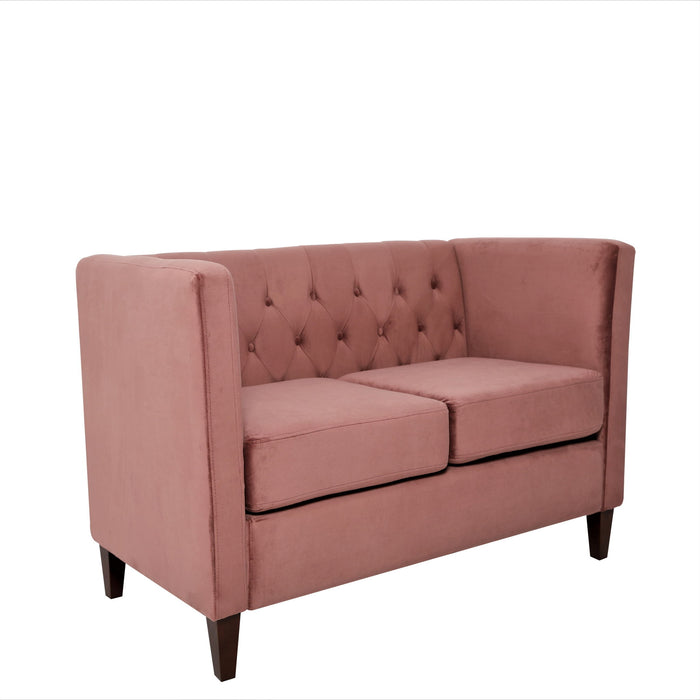 Button Tufted Loveseat, 2 Seater With Square Arm Couch For Living Room