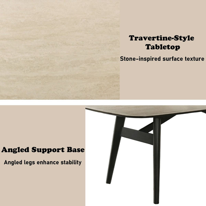 Lark - Dining Table - Travertine / Black