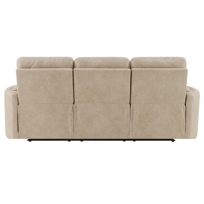 Elison - Motion Sofa - Dark Beige Polish Microfiber