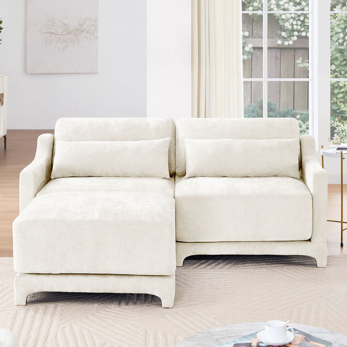 Stylish Sofa With Ottoman And Lumbar Pillows, Ergonomic Design