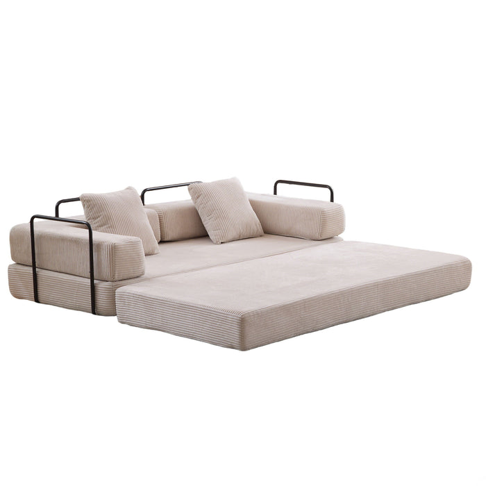 Floor Couch, Convertible Floor Sofa Bed With Pillow Back Support Armrest
