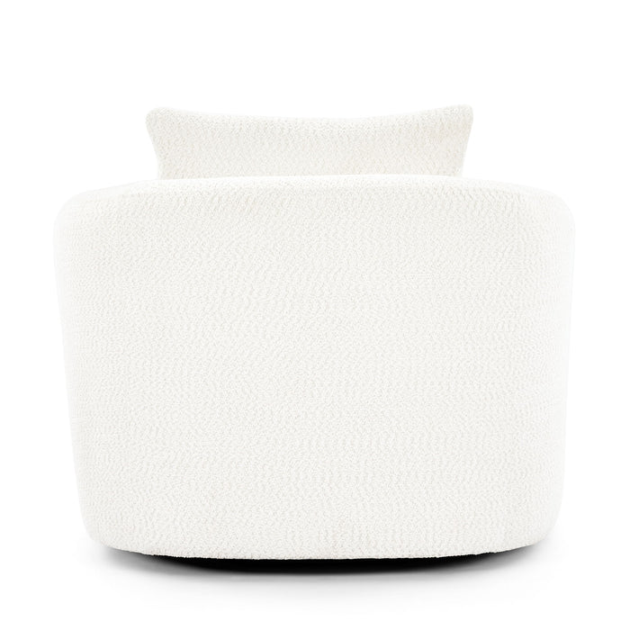 360° Swivel Barrel Sofa Chair With Throw Pillow, Chenille Upholstered Accent Chair