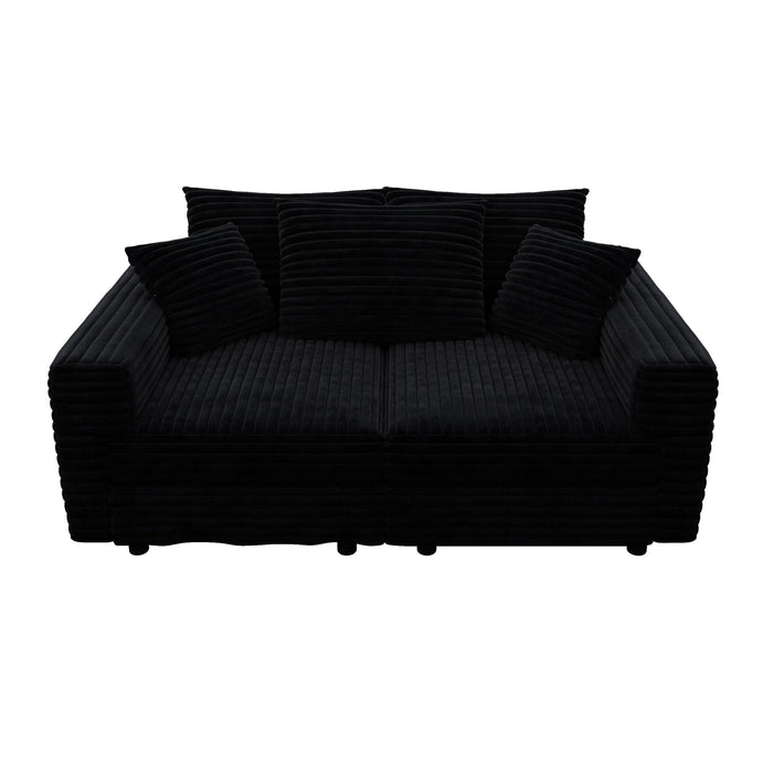 Plush Corduroy 4 Seat Sofa, Modern Comfy Upholstered Sofa Cloud Couch, Deep Seat Couches With Soft Pillows