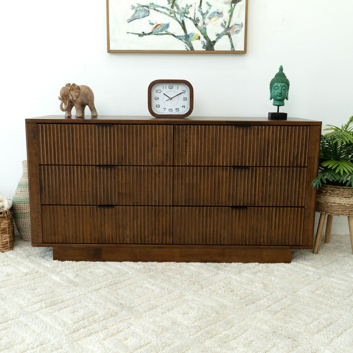 Lola - Mid-Century Modern Dresser With 6 Drawers - Dark Brown