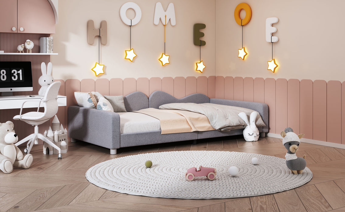 Upholstered Daybed, Sherpa Fabric Sofabed With Cloud-Shaped Backrest