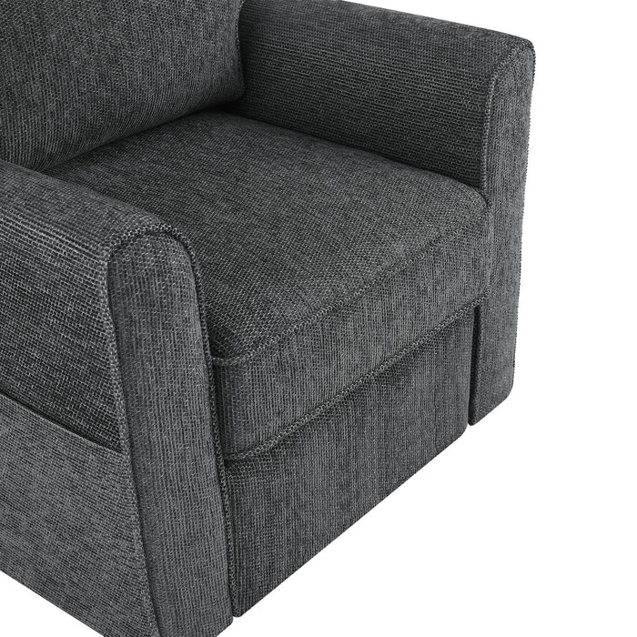 360° Swivel Accent Barrel Armchair With Side Pockets, Compact Design