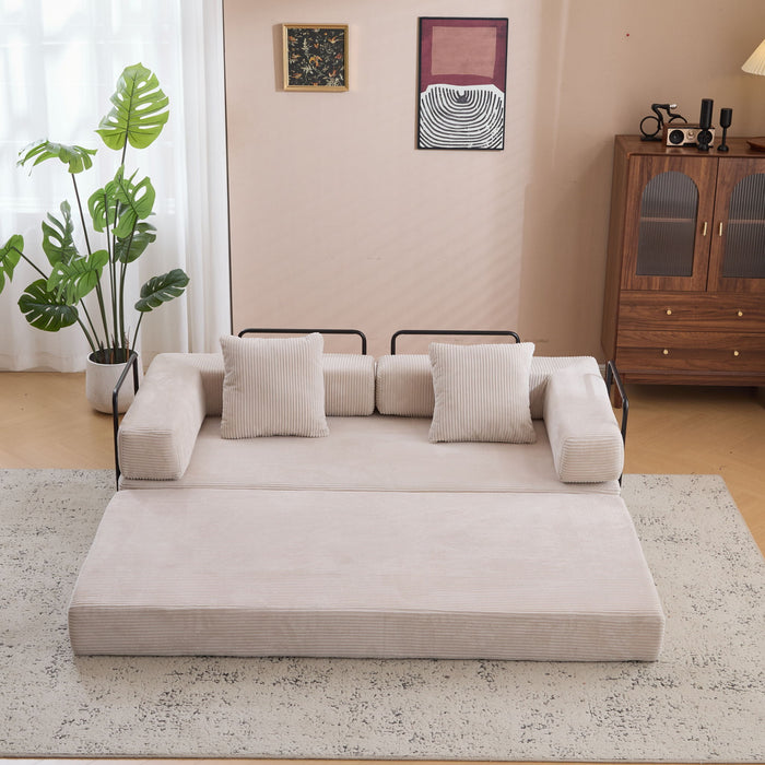 Floor Couch, Convertible Floor Sofa Bed With Pillow Back Support Armrest