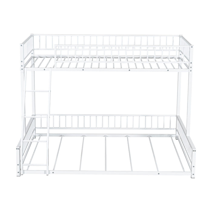 Bunk Bed Frame With Ladder And Safety Guardrails
