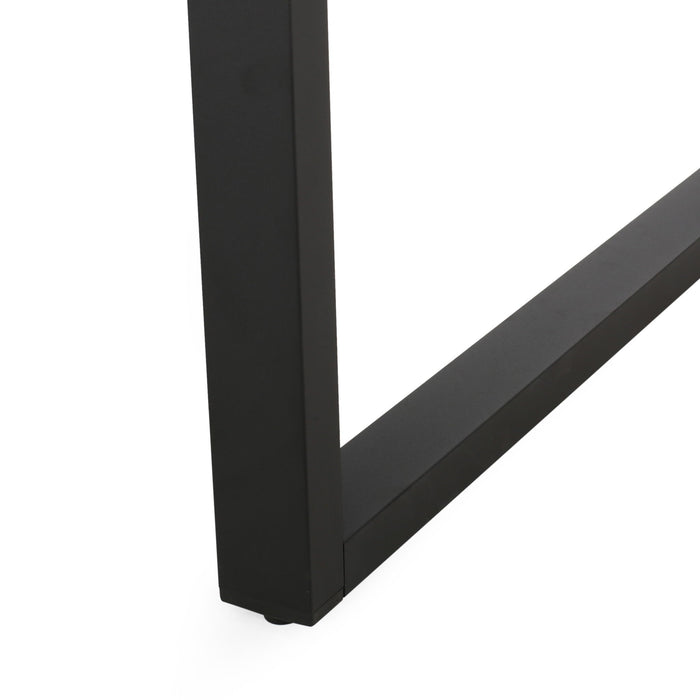 Modern Outdoor Aluminum Rectangular Dining Table With Slatted Top