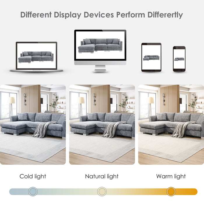 Modern Cloud Sectional Sofa L Shaped Luxury Couch Set With 2 Free Pillows 4 Seat With Oversized Chaise