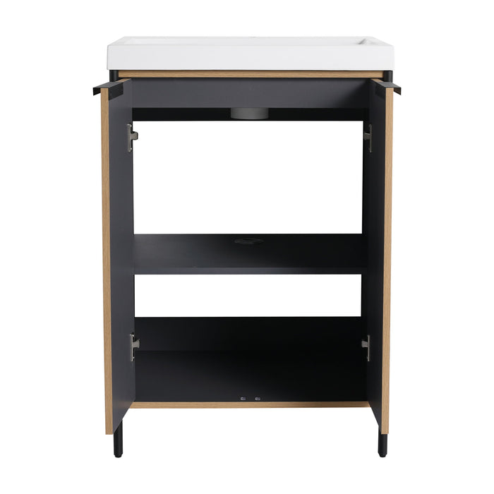 Modern Freestanding Bathroom Vanity With Resin Sink & Soft Close Cabinet Doors