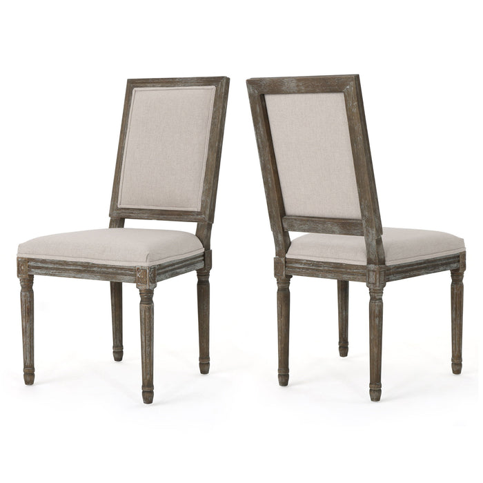 Traditional Style Dining Chair Set With Fabric Upholstery