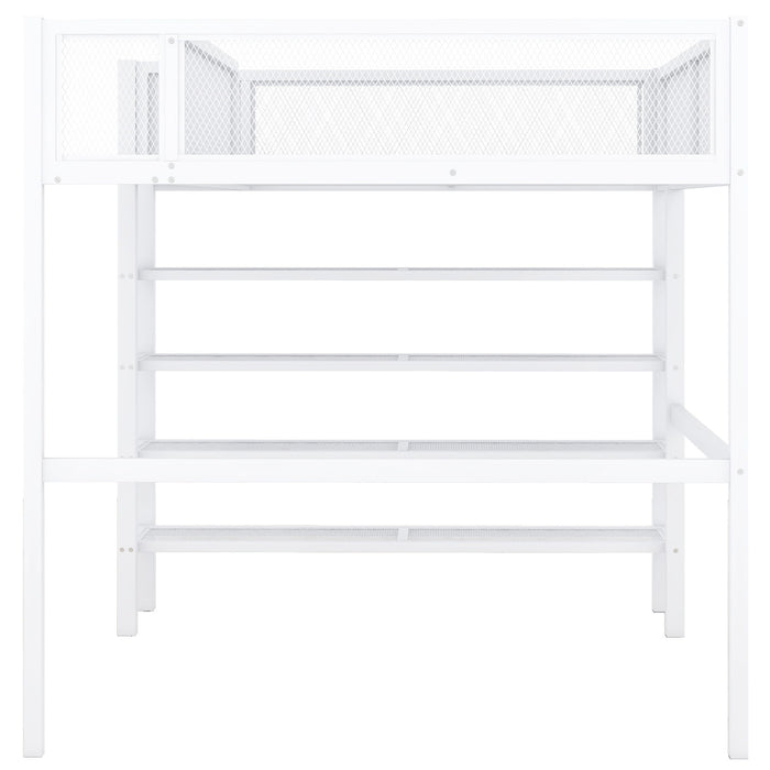 Loft Bed With 4 Tier Shelves And Storage