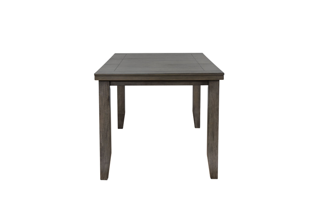 Contemporary Style Dining Rectangular Table With18" Leaf Tapered Block Feet Gray Finish Dining Room Solid Wood Wooden Furniture