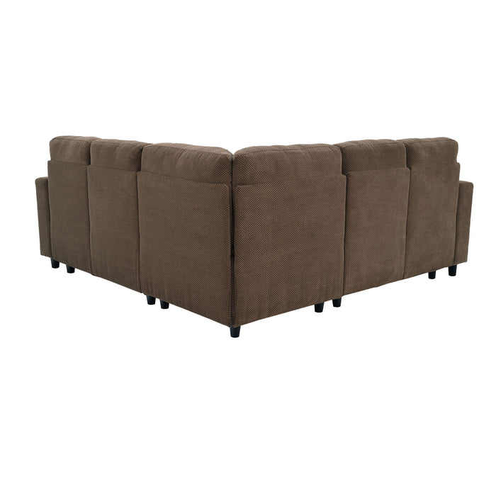 Upholstered L - Shape Sectional Sofa Bed With Pull Out Sleeper And Storage