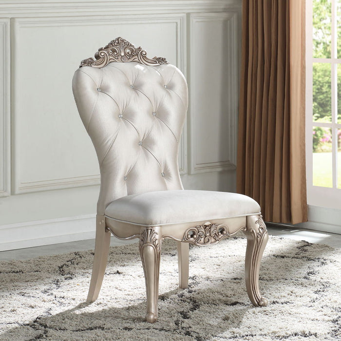 Gorsedd - Side Chair Set of 2) - Cream Fabric & Golden Ivory