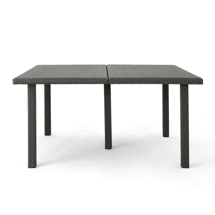 Outdoor Square Rattan Wicker Dining Table - Gray