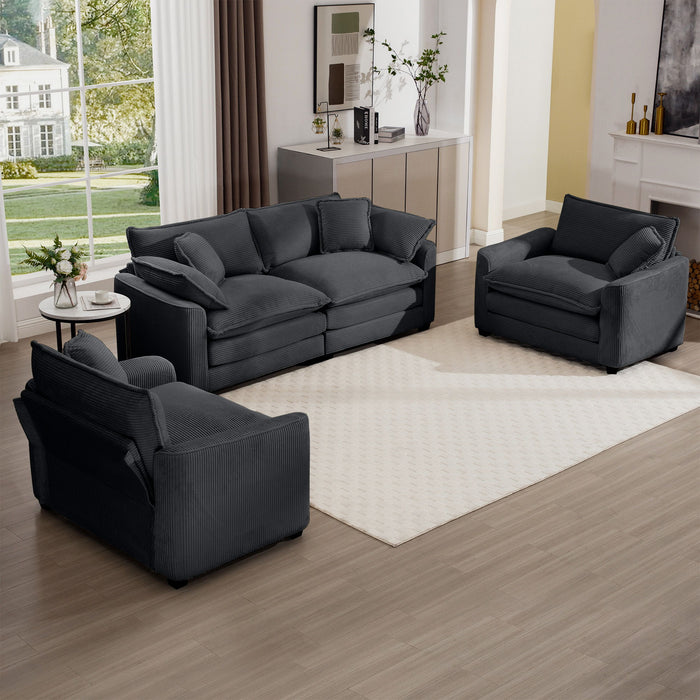 Elegant Corduroy Oversized Sectional Sofa Set With Deep Seats And Flexible Layout