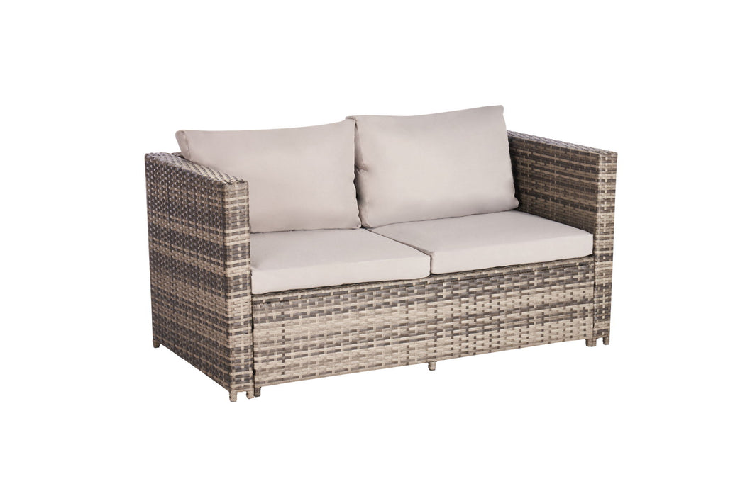 6 Pieces Outdoor Furnitureproduct Rattan Sofa And Talbe Set Gray Cushion