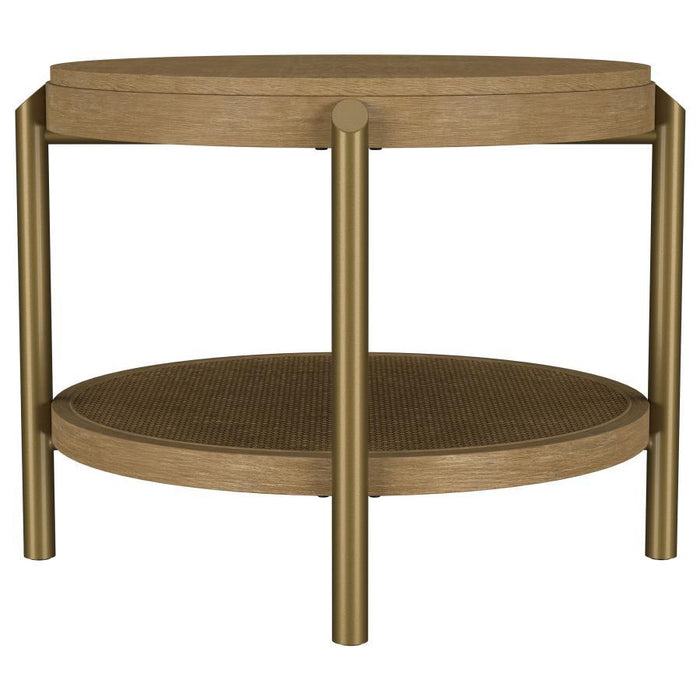 Arini - Round End Side Table With Storage Shelf