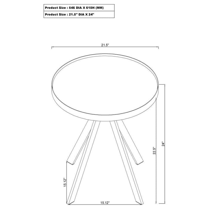 Briggs - Round Marble Printed Glass Top End Side Table