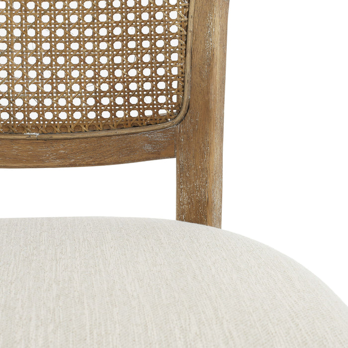 Classic Retro Dining Chair (Set of 2) With Rattan Backrest - Dark Brown / Beige