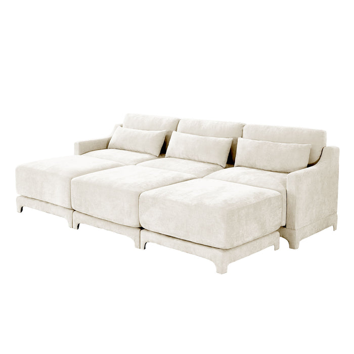 Stylish Sofa With Ottoman And Lumbar Pillows, Ergonomic Design