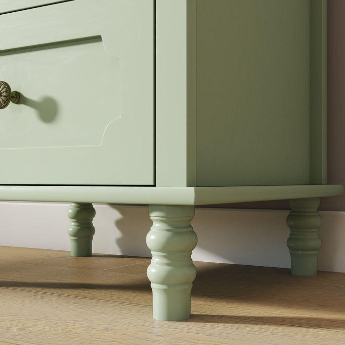 Minimalism Buffet Cabinet With Glass Doors And Double Drawer