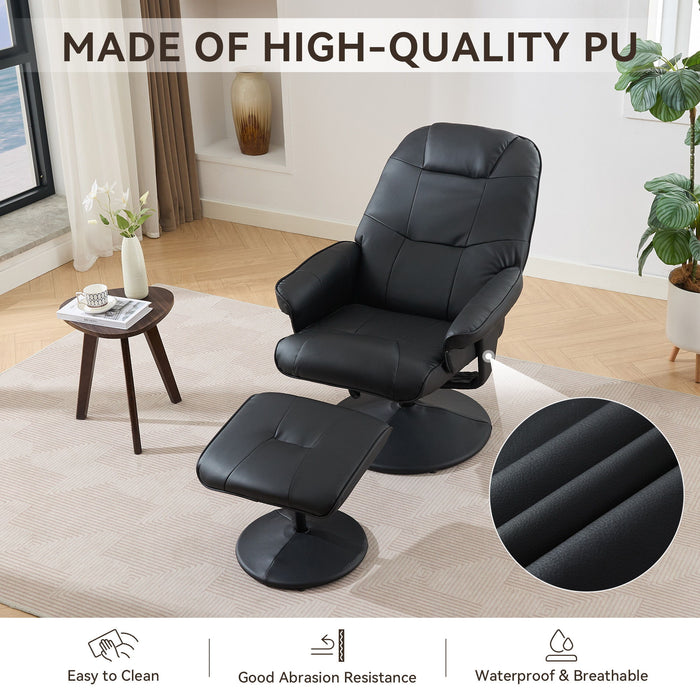 360° Swivel Reclining Chair With Wrapped Base, 5 Point Vibration Massage