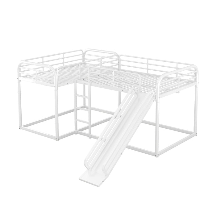 L Shaped Bunk Bed With Slide And Short Ladder