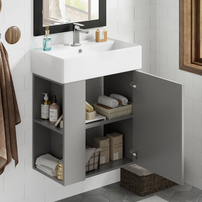 Modern Floating Bathroom Vanity With Ceramic Basin Perfect For Small Bathrooms