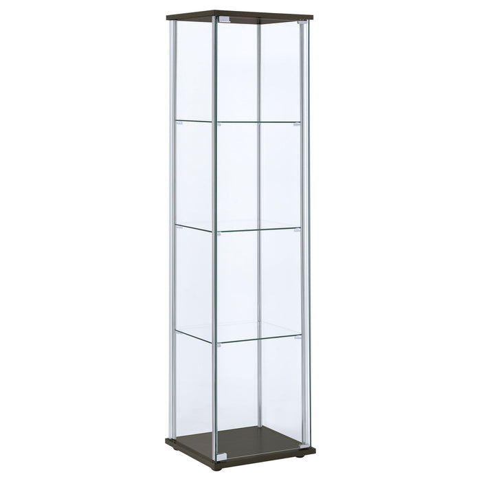 Bellatrix 3-shelf Clear Glass Curio Cabinet Cappuccino