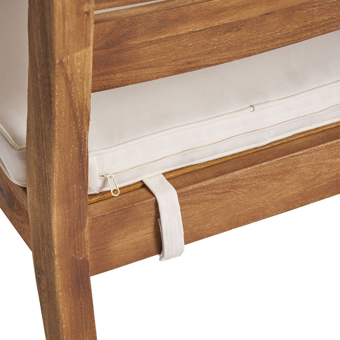 Outdoor 7 Piece Dining Set With Cushions - Sandblasted Natural / Beige