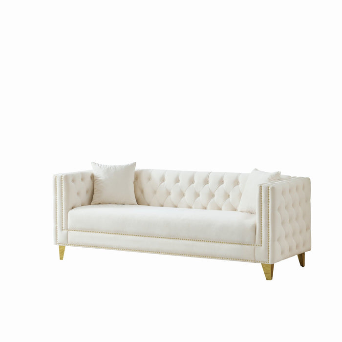 Deep Seat Sofa With Button Nailhead, Square Arm Couches