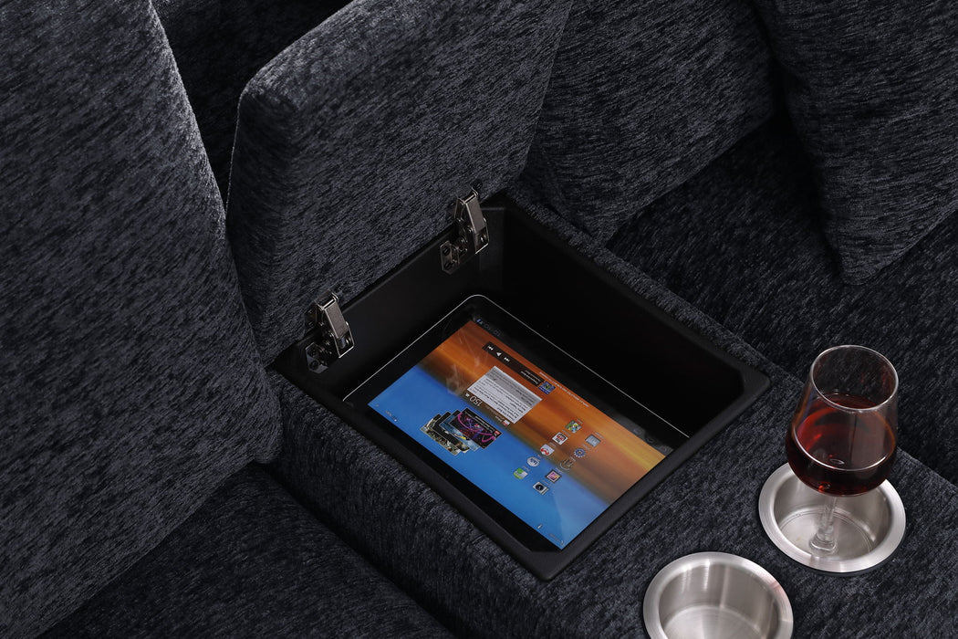 Celine - Chenille Fabric Corner Sectional Sofa With Right-Facing Chaise, Cupholders, And Charging Ports