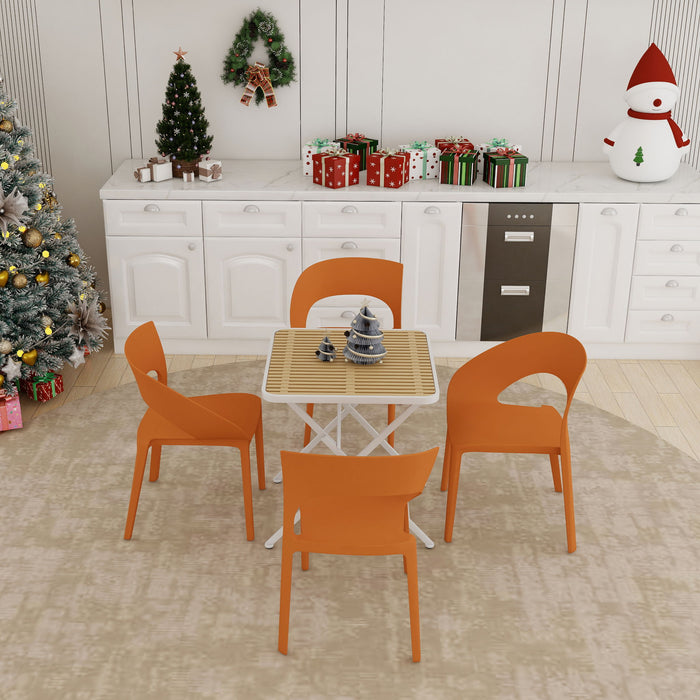 4 Piece Set Of Modern Designed Single Chairs With Folding Square Table