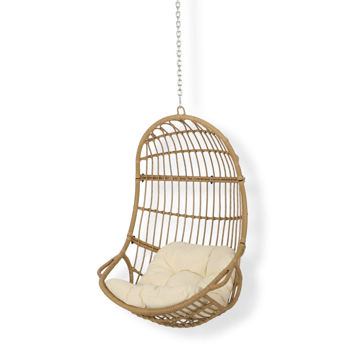 Rustic Hanging Basket Chair With Cushion