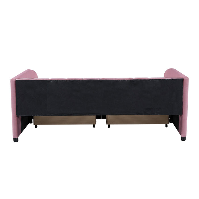 Upholstered Daybed With Ergonomic Design Backrest