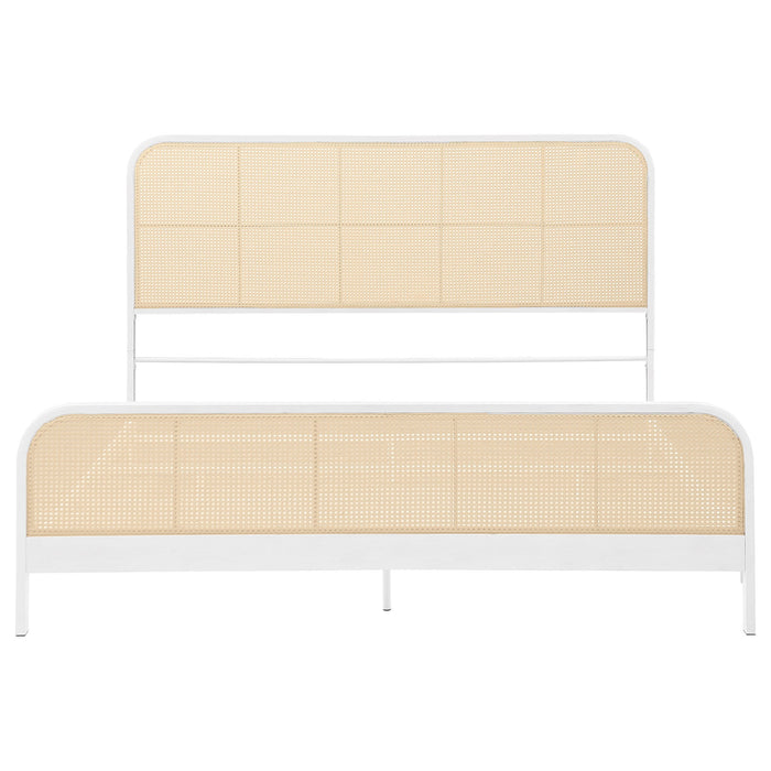 Lanewood Open Cane Webbing Metal Eastern King Bed White