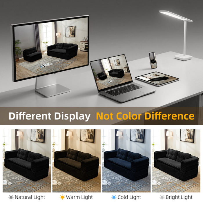 Multi Functional Sectional Sofa Bed With Independent Chaise Lounge And Functional Blanket